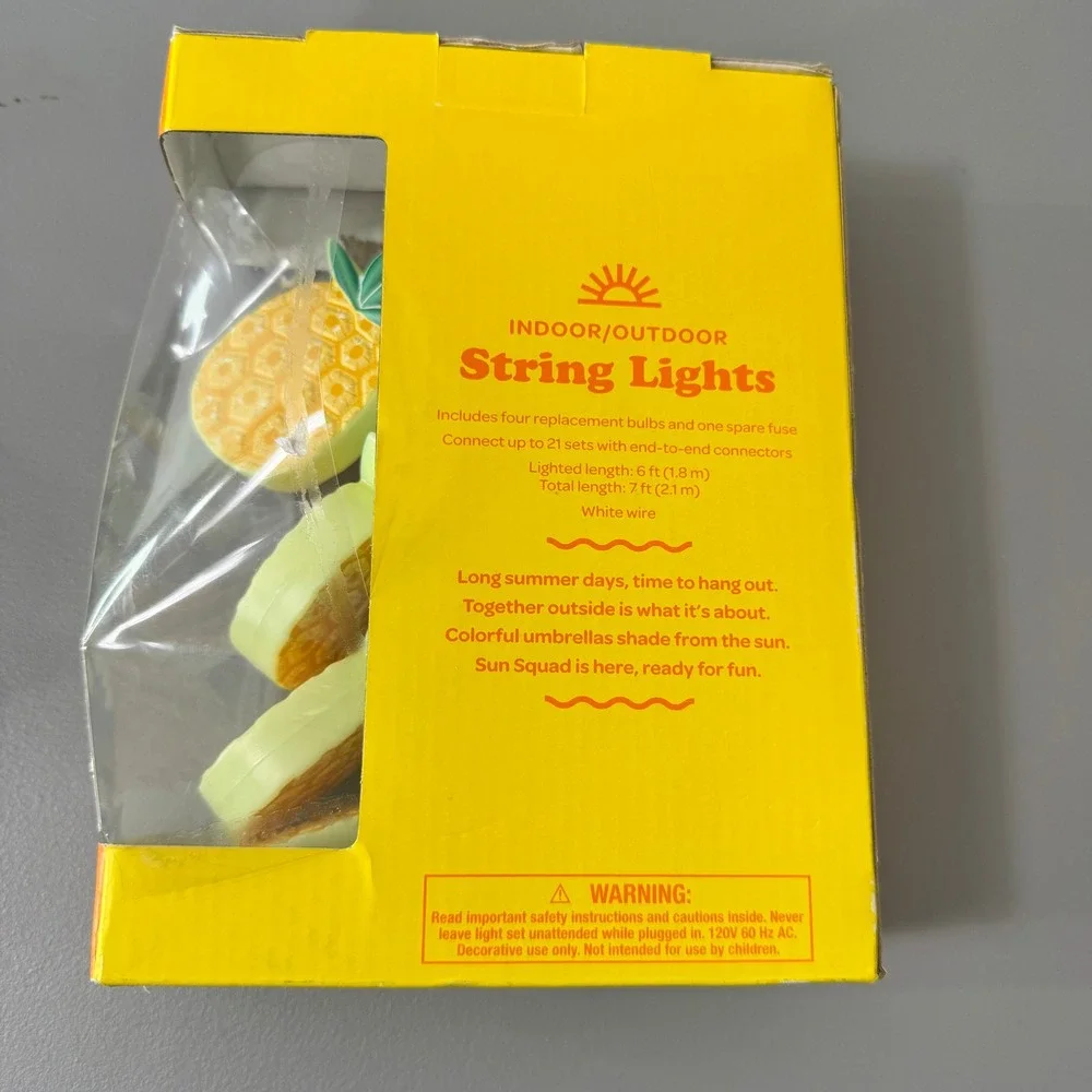 Sun Squad Pineapple String Lights Indoor Outdoor 10 Lights Incandescent